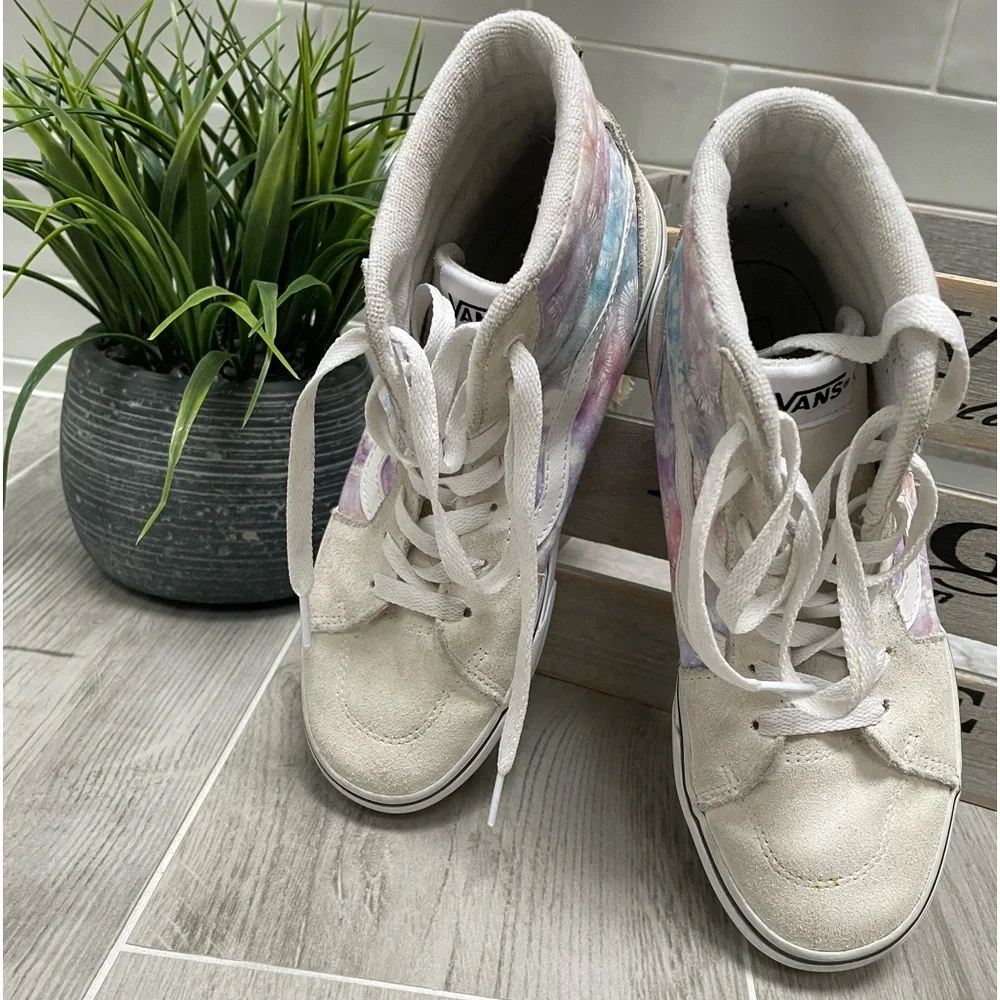 Vans Filmore Hi Tie Dye Heart Purple Pink Youth 4.5 Unisex Skate Shoes